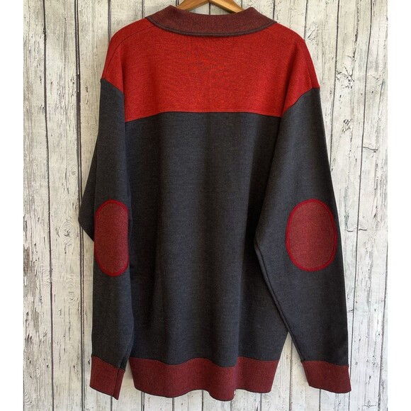 Royal Prestige Mens Polo Sweater Size 3XL Colorblock Elbow Patches Grandpacore - Picture 5 of 13